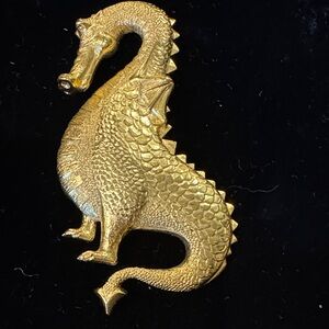 Large SPHINX Vintage Gold-Tone Dragon Brooch AS-IS